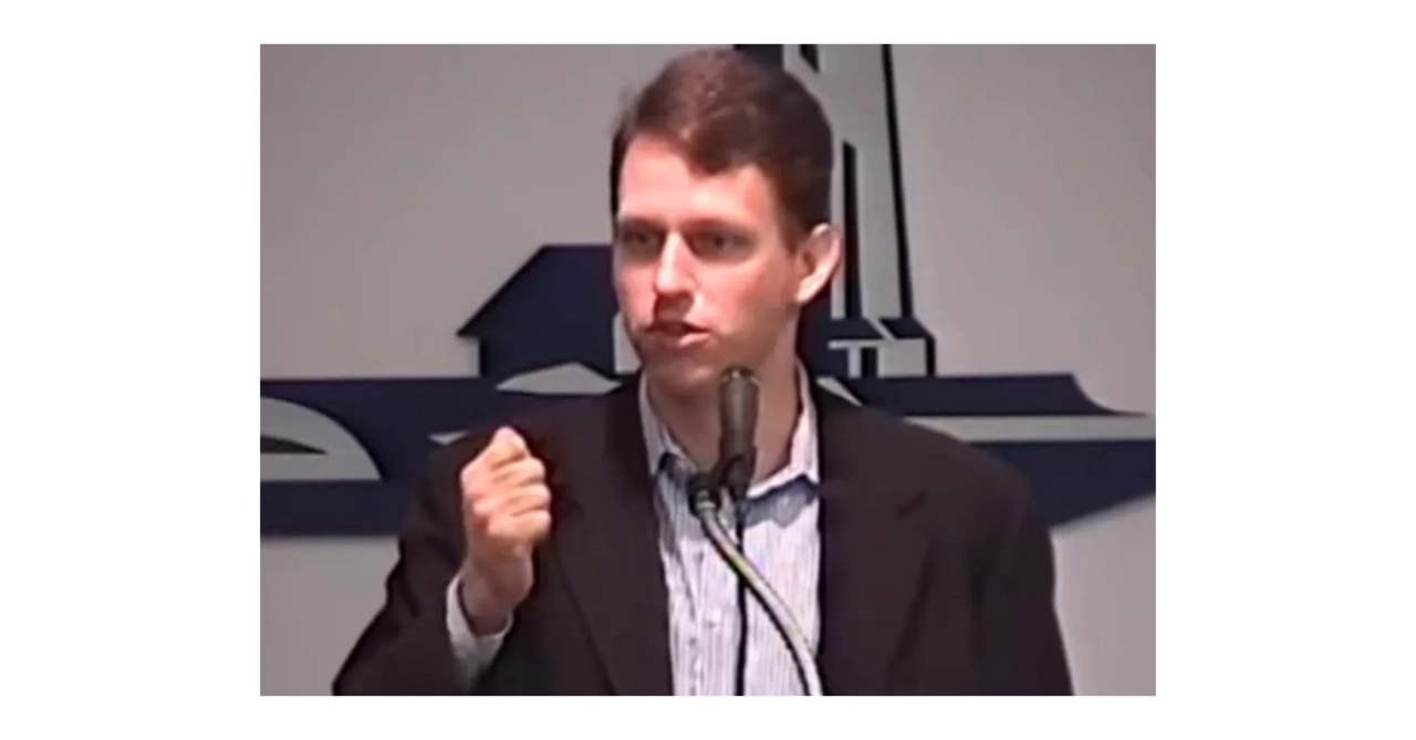 Peter Thiel on October 20, 1999, during his speech in Oakland, California for the Independent Institute