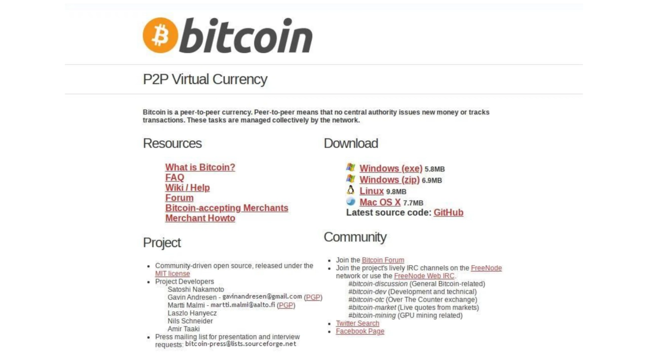 Snapshot of Bitcoin.org from April 11, 2011