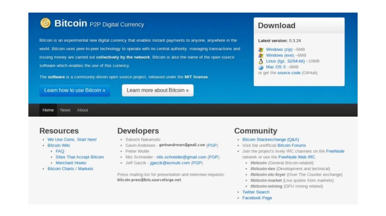 Snapshot of Bitcoin.org from September 23, 2011