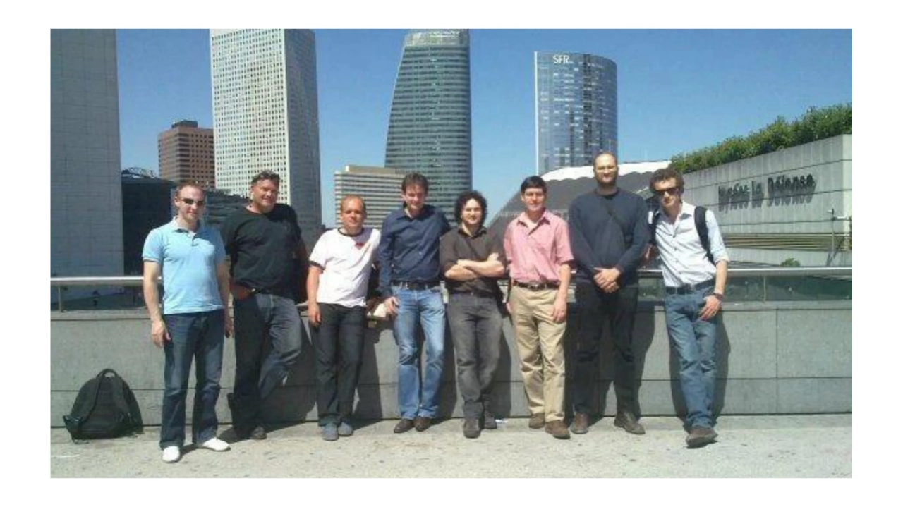 Meeting at La Défense in Paris with Gavin Andresen, in a pink shirt