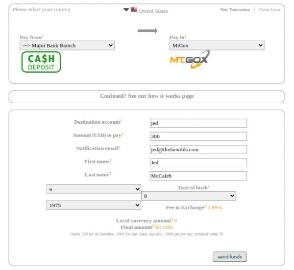 BitInstant interface in June 2012