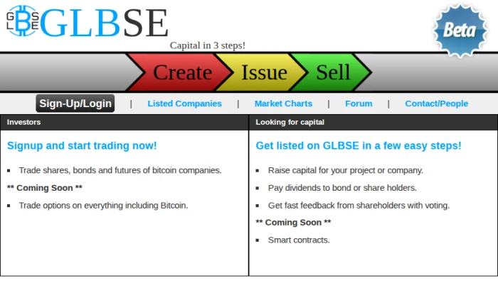 GLBSE website screenshot, August 17, 2011