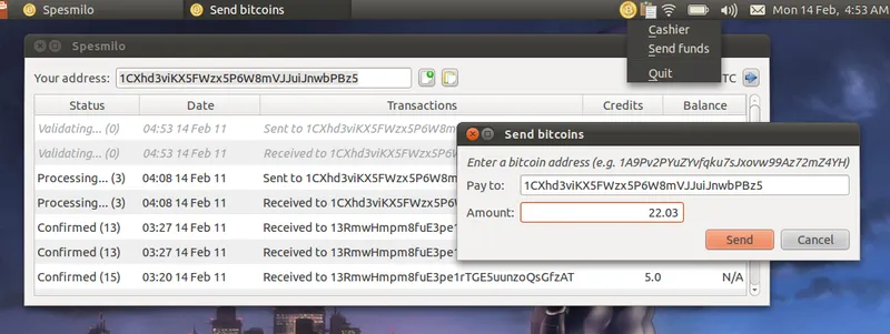 Spesmilo interface in February 2011