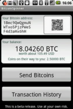BitcoinSpinner interface in June 2012