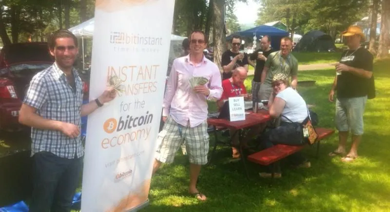 The BitInstant booth at PorcFest on June 21, 2012