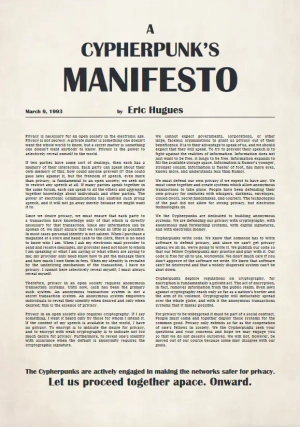 A Cypherpunk's Manifesto