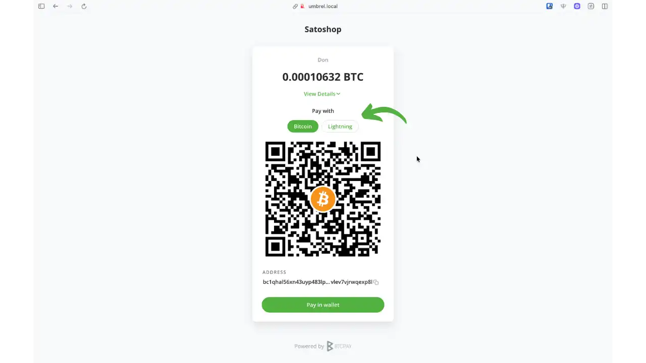 Page de paiement avec QR code