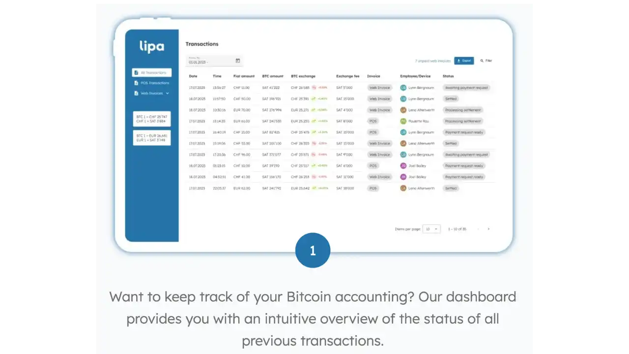 Dashboard Lipa Business