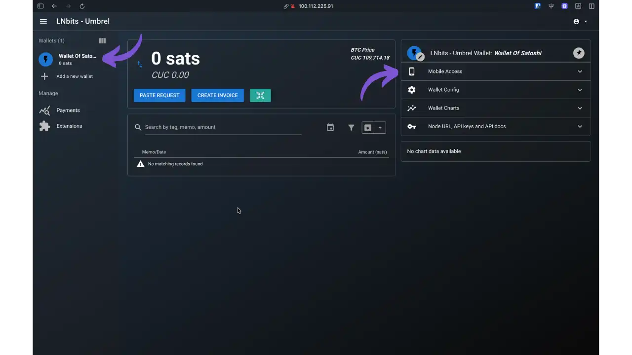 Interface wallet utilisateur