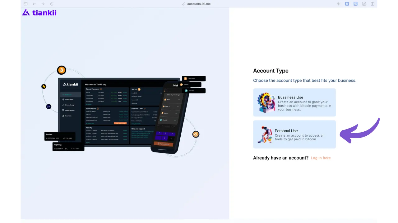 Choix du type de compte