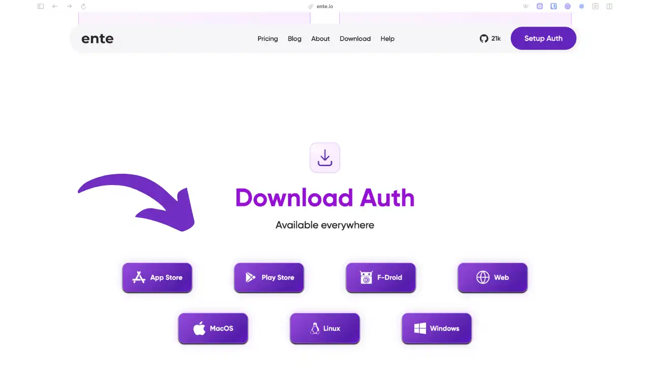 Installation d'Ente Auth