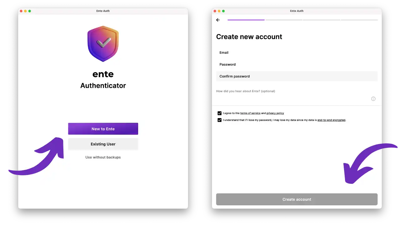 Premier lancement d'Ente Auth