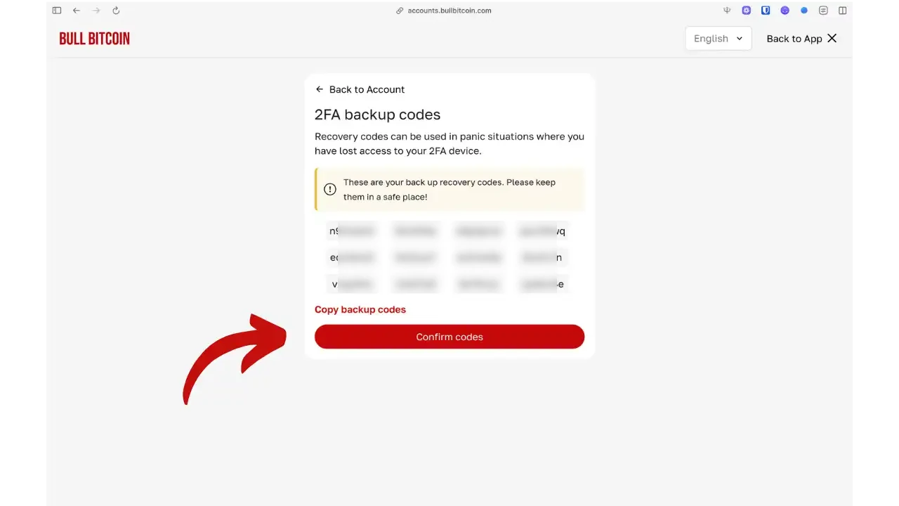 Codes de récupération