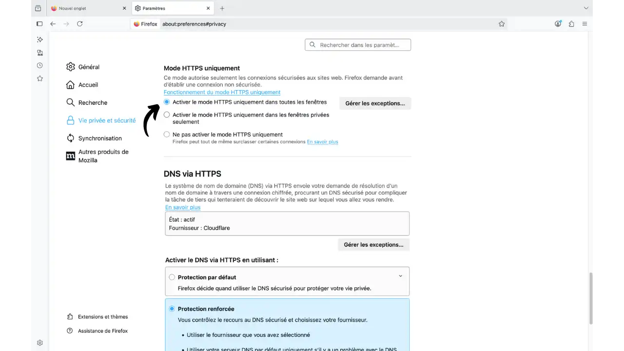 Configuration DNS over HTTPS
