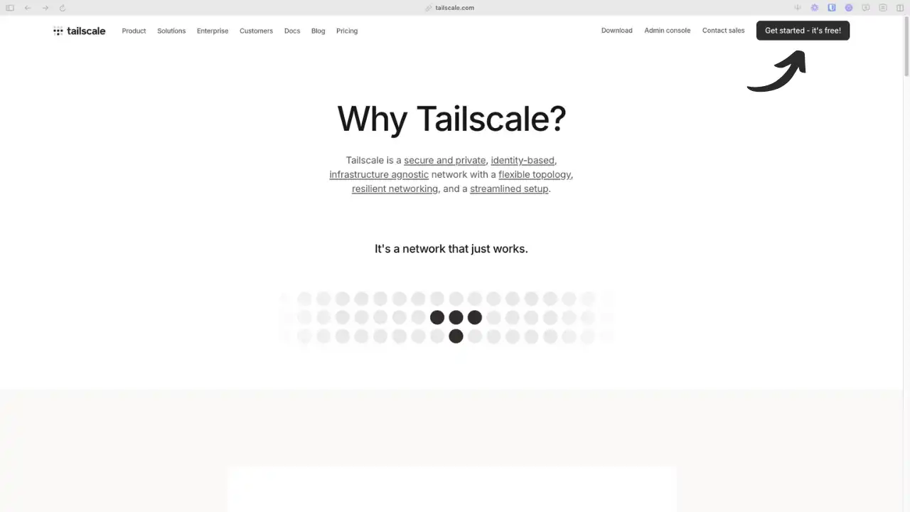 Page d'accueil Tailscale
