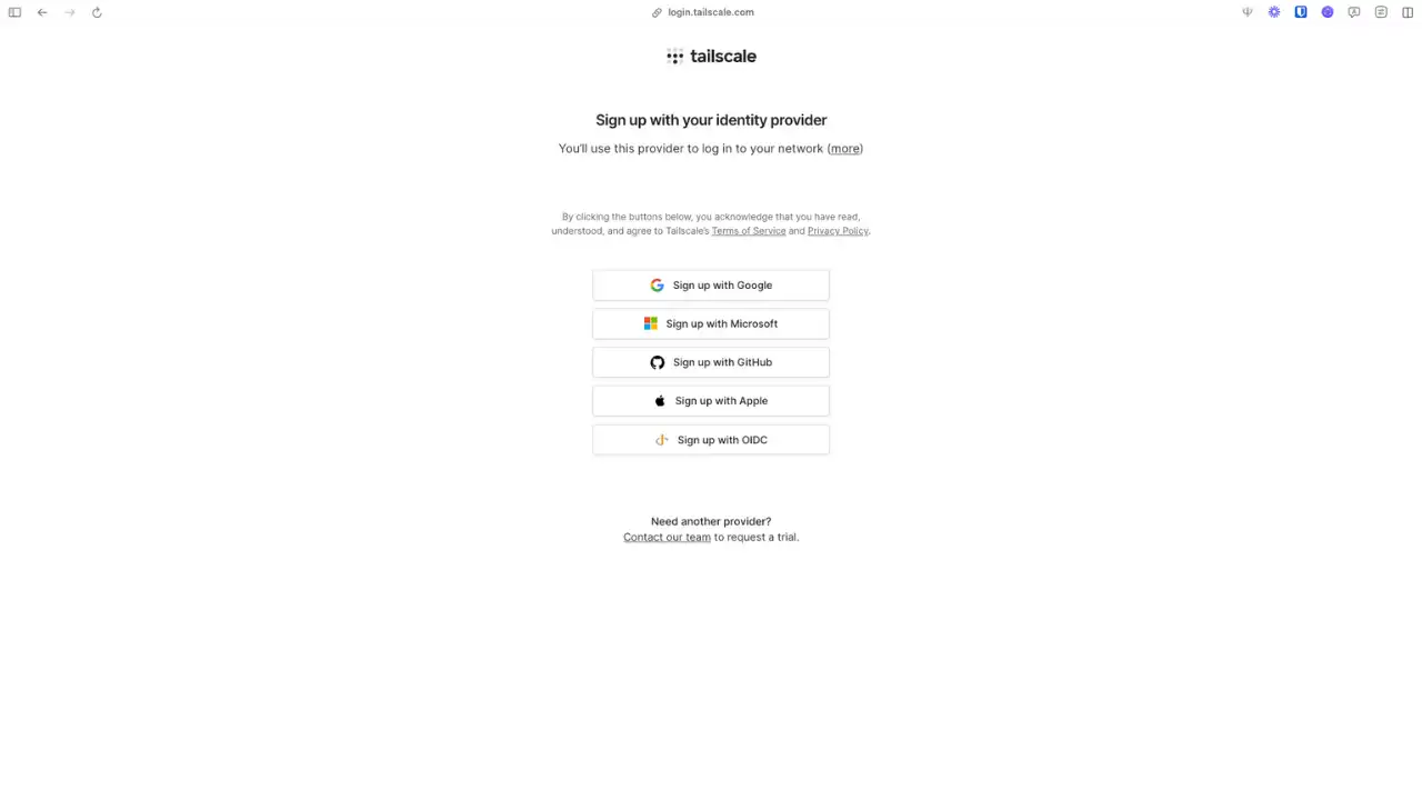 Page de connexion Tailscale