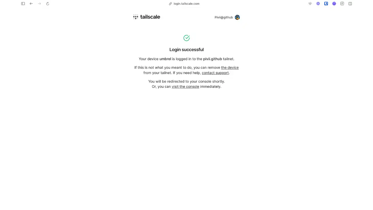 Confirmation de connexion réussie