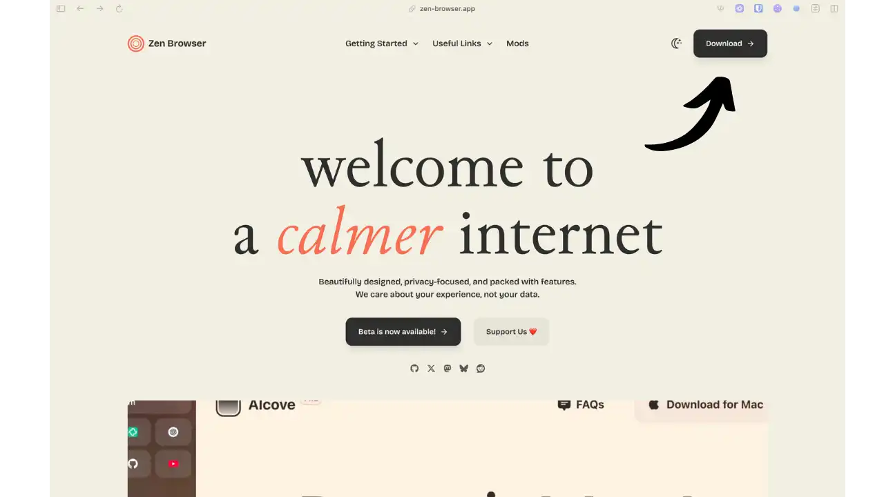 Site officiel Zen Browser