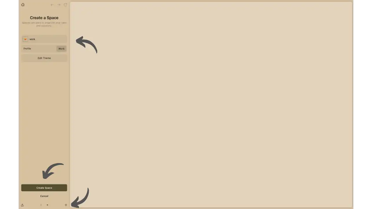 Création d'un nouvel espace