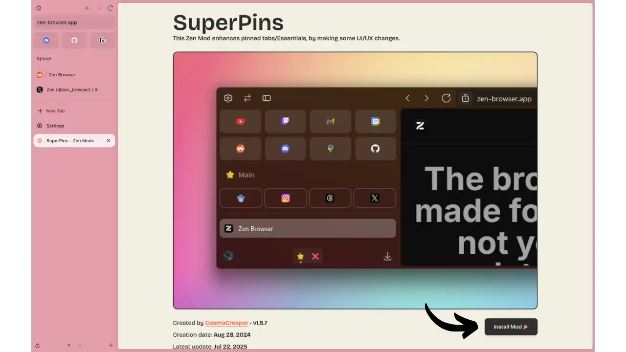 Installation SuperPins