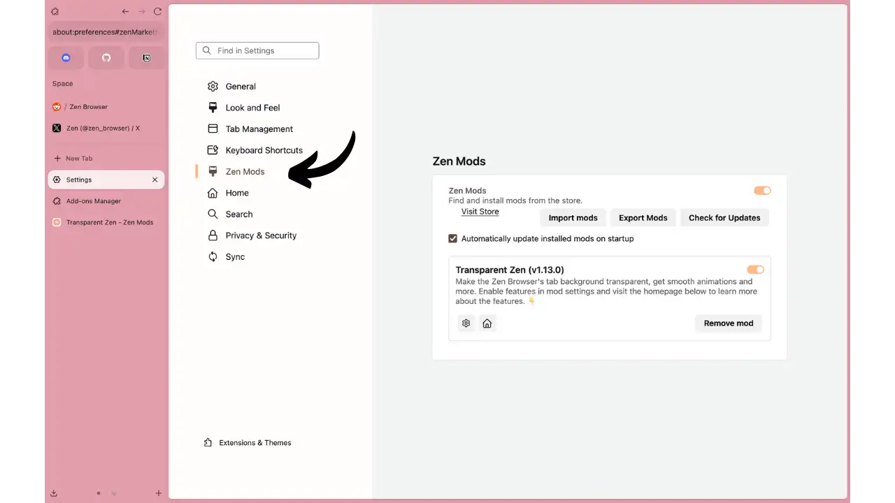 Gestion des Zen Mods