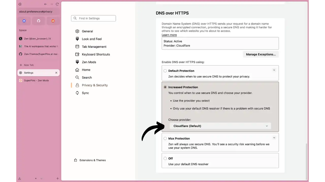 Configuration DNS sur HTTPS