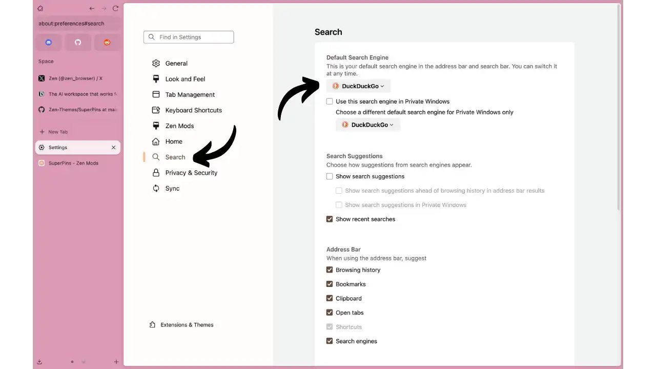 Configuration moteur de recherche