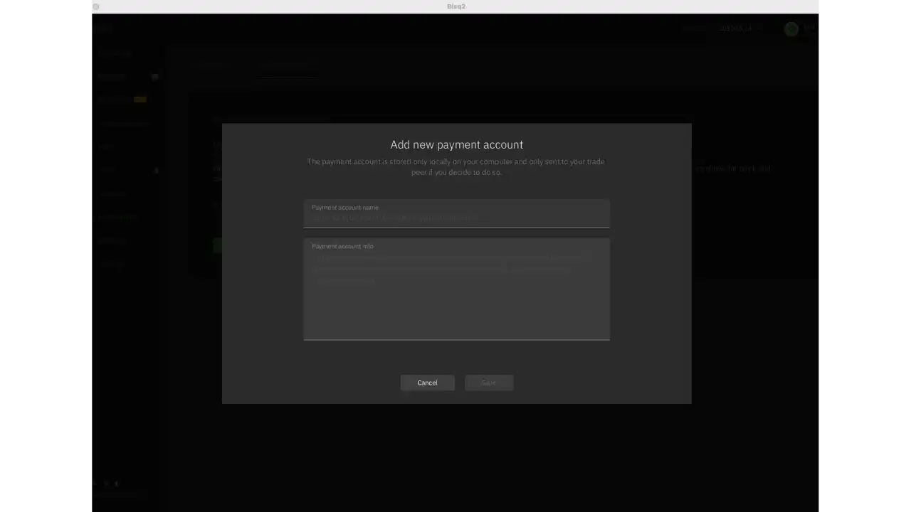 Création d'un nouveau compte de paiement