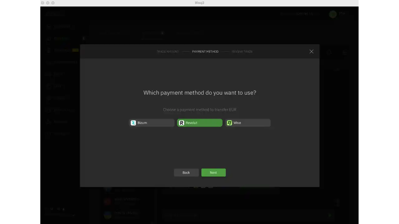 Choix modalités de paiement