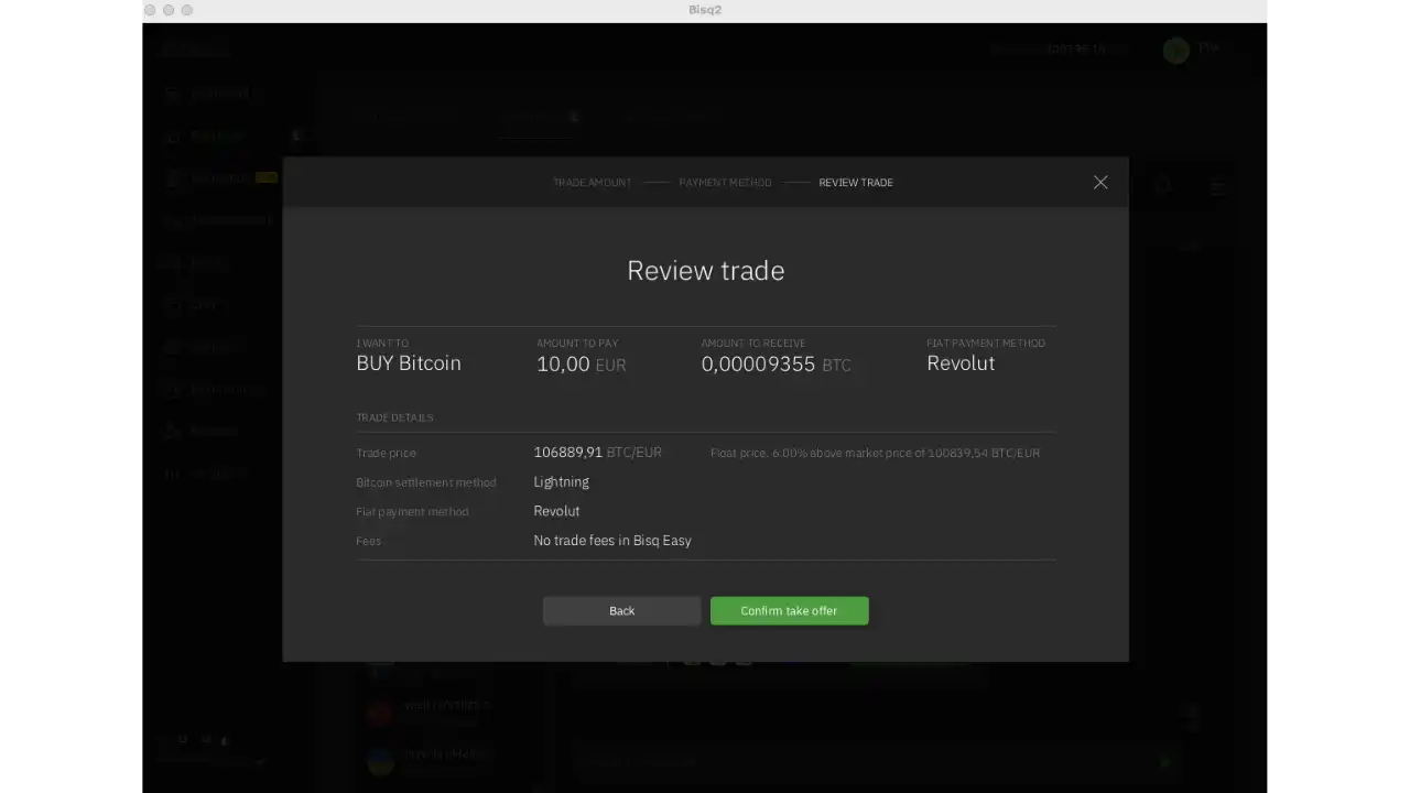 Configuration du trade