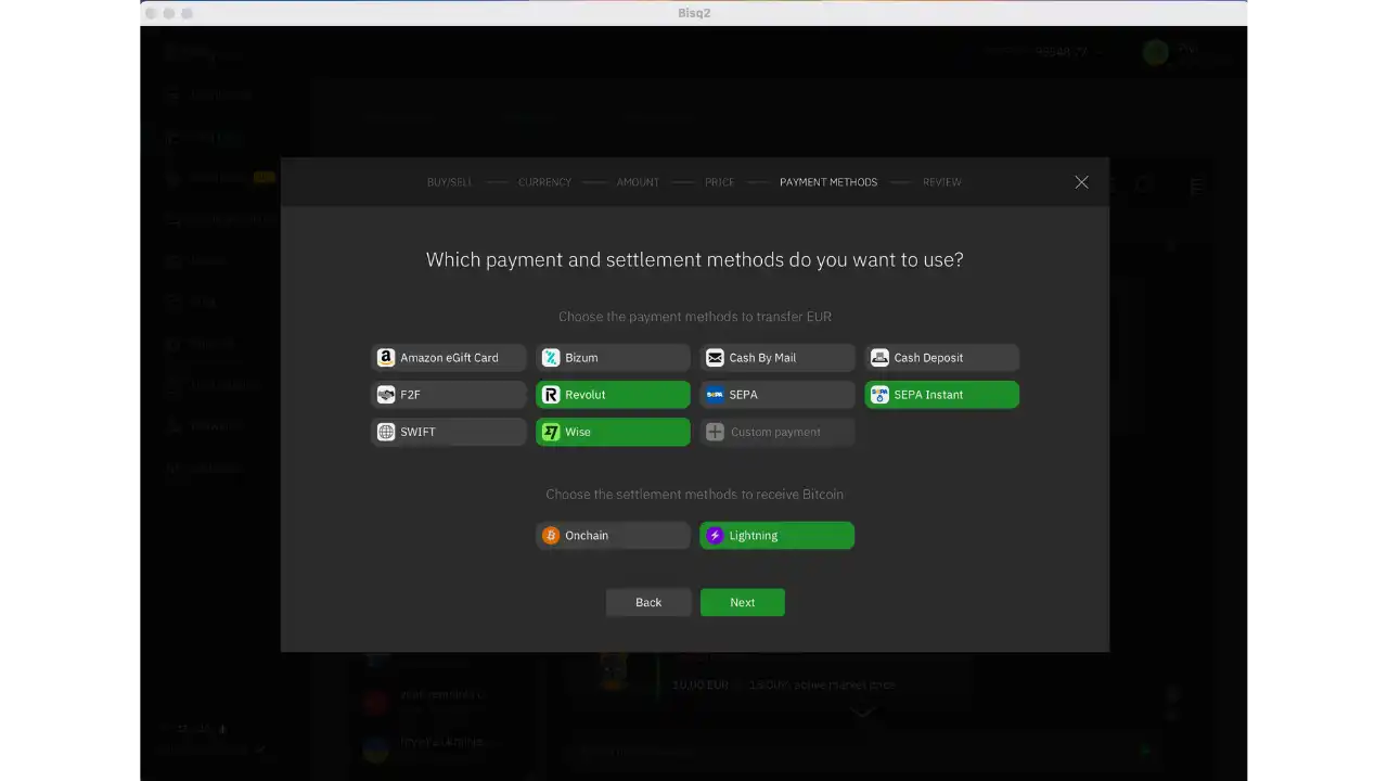 Sélection méthodes de paiement