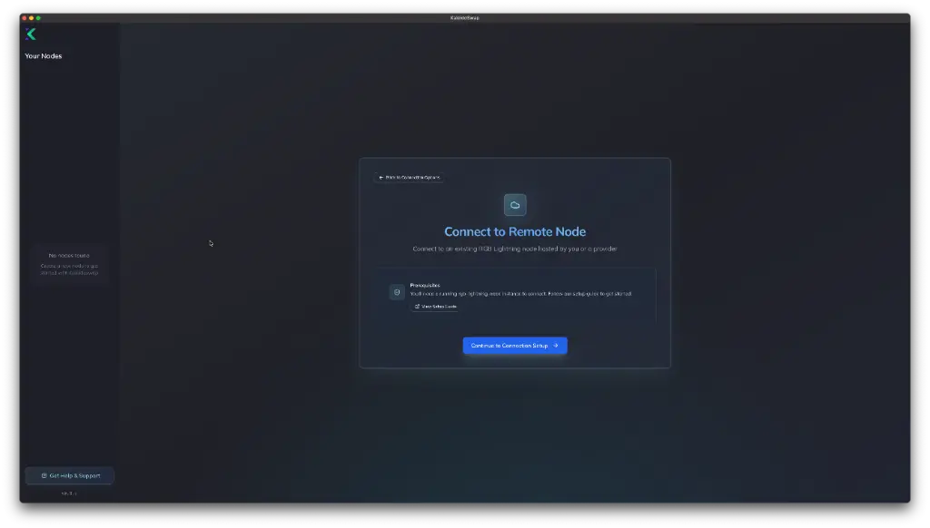 Remote Node Setup Screen