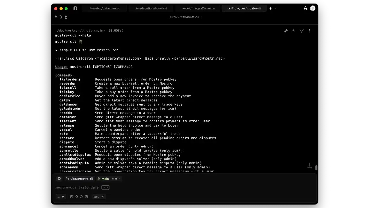 Vérification avec --help