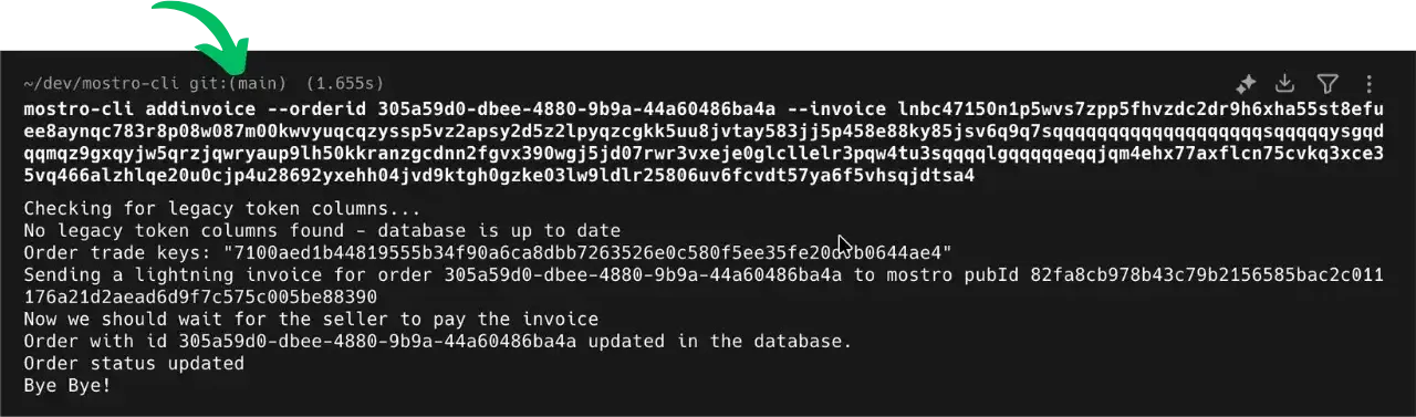 Envoi de la Lightning invoice