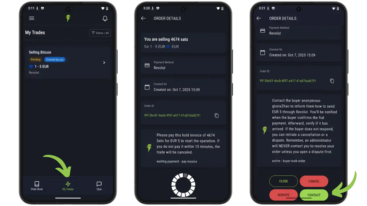 Ordre pris par un acheteur