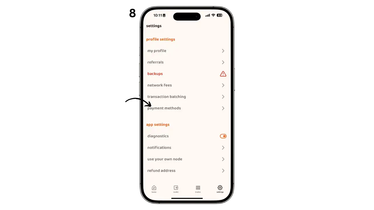 Accès aux paramètres de paiement