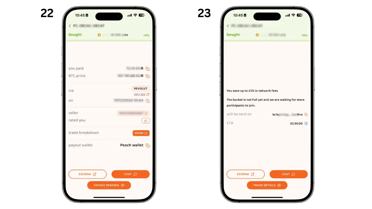 Réception des bitcoins