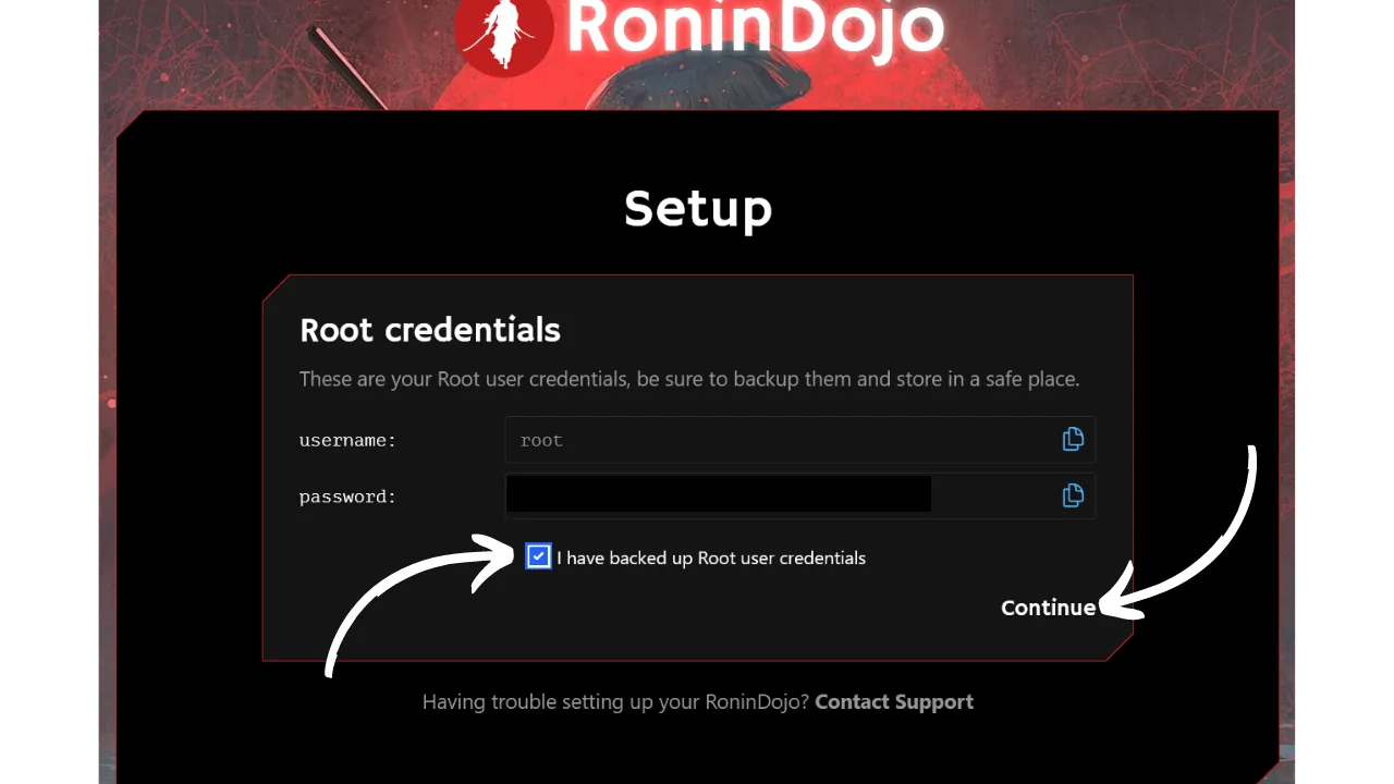 confirm root password