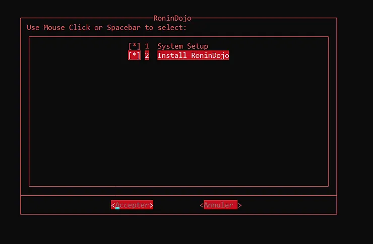 RoninDojo installation confirmation