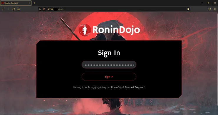 RoninUI web login interface