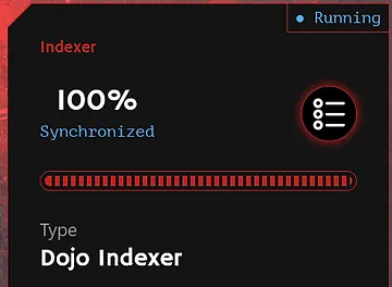 Indexer synchronized at 100% functional node