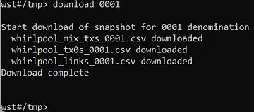 Downloading data from pool 0001 from OXT