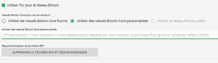 Box to enter the TorV3 address of your node in the Bisq software