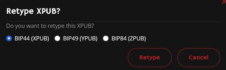 Change the derivation type of the studied xpub from RoninUI