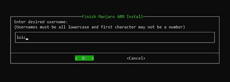 Manjaro Username Configuration
