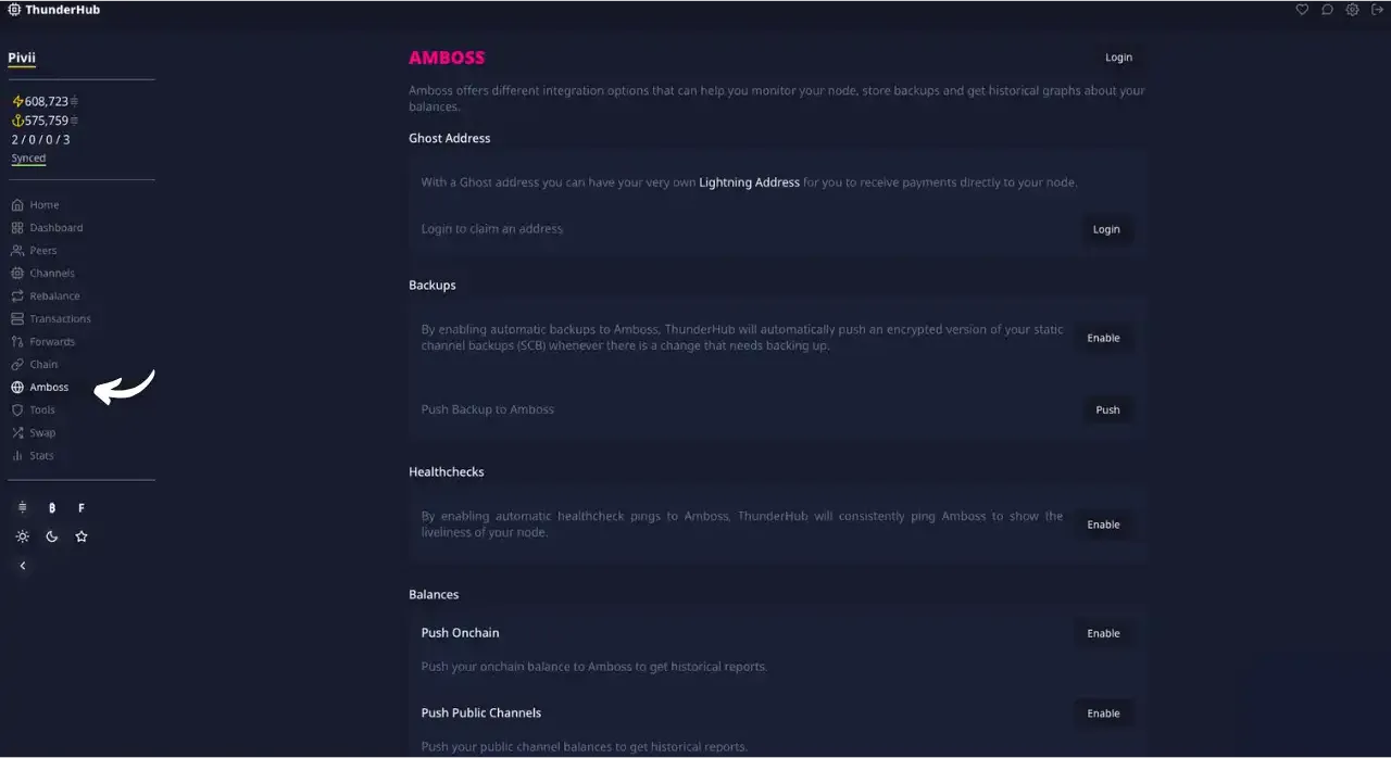 Intégration Amboss avec ses options