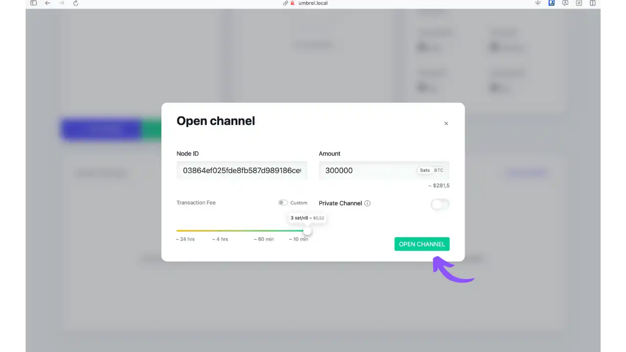 Configuration du canal
