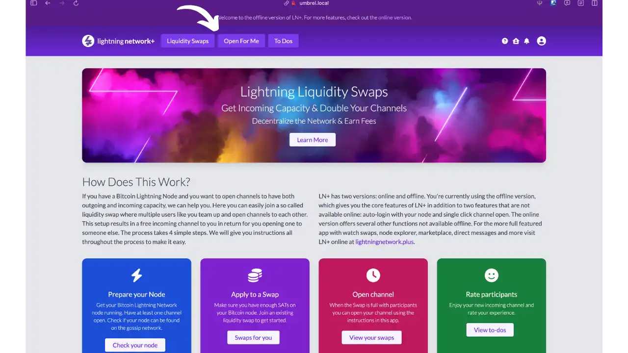 Interface principale de LN+