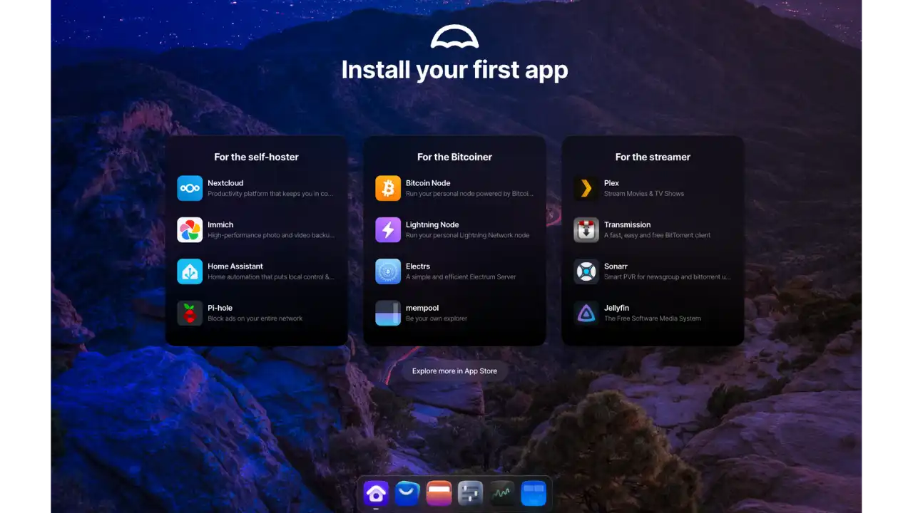 Interface Umbrel