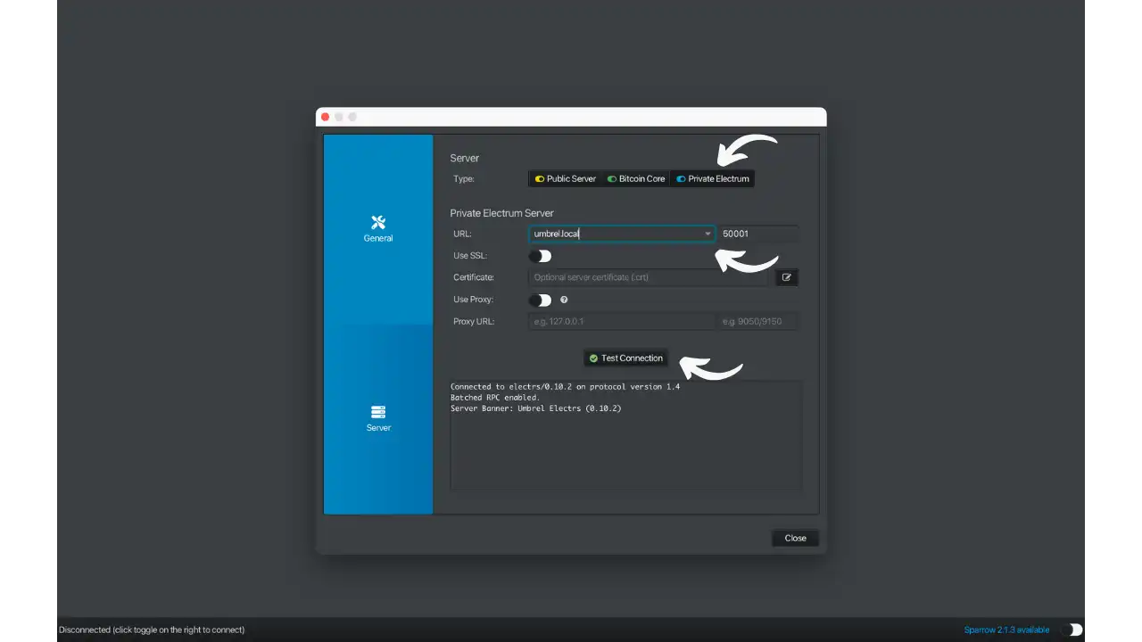 Configuration connexion